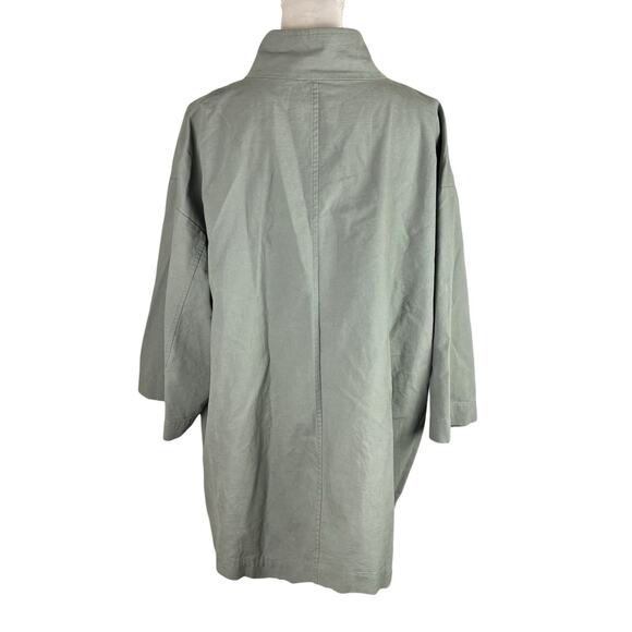 Eileen Fisher Organic Cotton Hemp Canvas Jacket Green Snap Closure Plus Size 2X - Picture 3 of 7